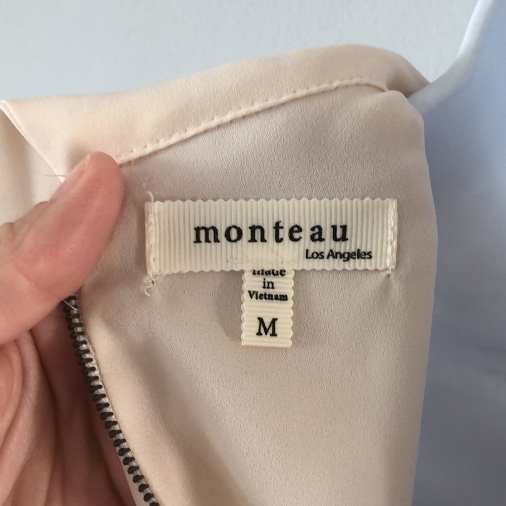 𝅺Monteau Cowl Neck Sleeveless Blouse Size M Flowy Neutral Cream Business Casual - Picture 8 of 11
